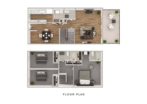 Floor plan for 3 beds, 2.5 baths, 1386 sqft